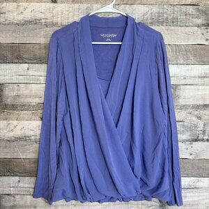 Soft Surroundings Faux Wrap Top Women’s XL Draped Holiday Party BLue